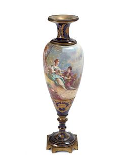 A Sevres-style porcelain urn