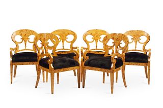 A set of Biedermeier-style armchairs