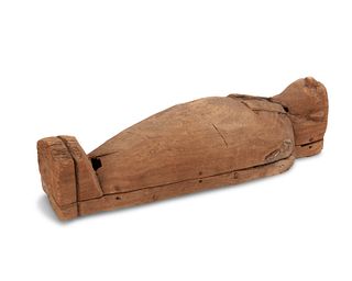 An ancient Egyptian wooden sarcophagus