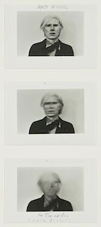 Duane Michals (American, b. 1932) "Portrait of Andy Warhol" (Triptych)