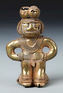 Tairona Gold Alloy Poporo Shaped Effigy (1000-1500 CE)