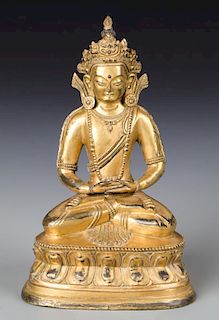 Antique Sino-Tibetan Gilt Bronze Buddha