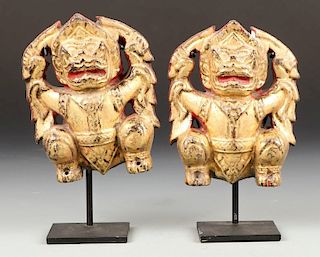 Pair of Antique Thai Temple Ornaments
