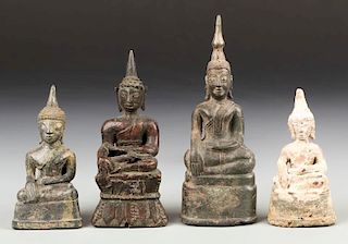 4 Antique Bronze Buddha Statues