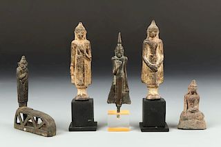 5 Antique Thai and Burmese Buddhas