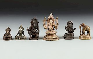 5 Ganesh Statues and 1 Elephant Opium Weight