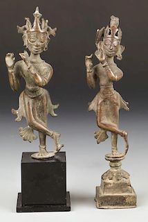 Two Rare 17th C. Indian Bronze Krishna Statues