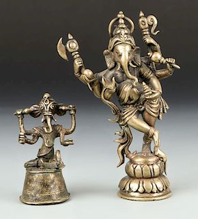 Two Old Bronze Ganesh Statues from Bangladesh