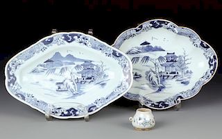 3 Antique Blue and White Chinese Porcelain Items