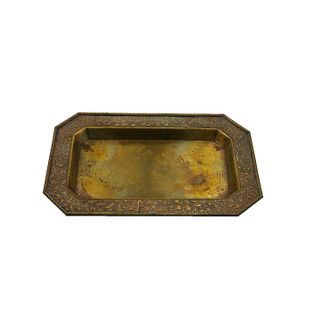 A Rare Chinese Brass Tea Tray | ถาดชาทองเหลืองสี่เหลี่ยมผืนผ้าตัดขอบ