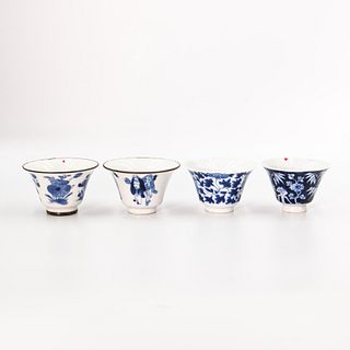 Four Blue And White Porcelain Teacups | ถ้วยชากระเบื้องเคลือบน้ำเงินขาว 4 ใบ