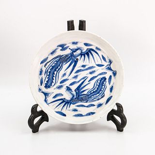 A Blue And White Porcelain Tea Tray | ถาดรองถ้วยชากระเบื้องเคลือบน้ำเงินขาว