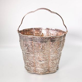 A Carved And Repousse' Silver Bucket | ร่วมชาเงินนิ่ง