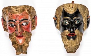 2 Vintage Mexican Festival Masks