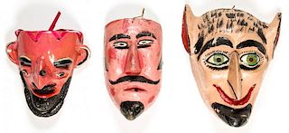 3 Vintage Mexican Male Character Dance Masks