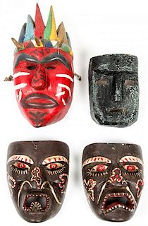 4 Vintage Mexican Dance Masks