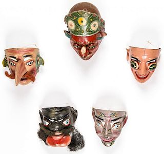 5 Vintage Bolivian Carnival/Dance Masks (1978)