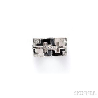18kt White Gold, Enamel, and Diamond Band, Cartier