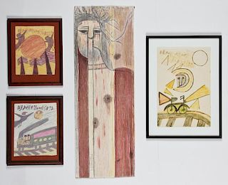 4 Works by Various Outsider Self-Taught Artists