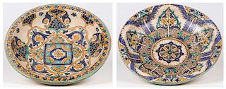 Two Antique Moroccan Polychrome Ceramic Bowls