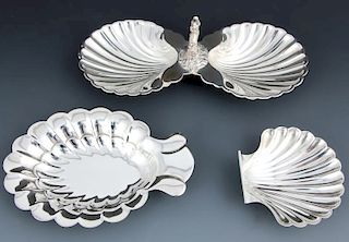3 Shell Form Silver Table Wares
