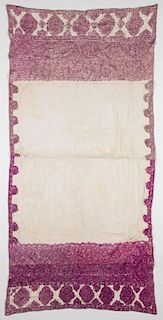 Antique Moroccan Silk Embroidery: 37" x 76"