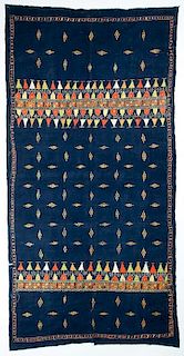 Large Old Embroidered Indian Textile: 49" x 100"