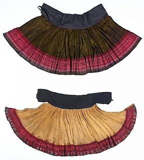 2 S. China Minority Ceremonial Skirts, Early 20th C