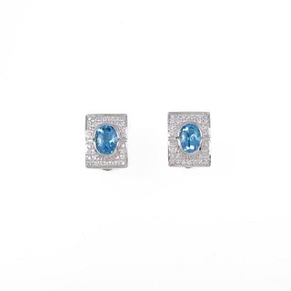 750WG Blue Topaz Pierced Earrings