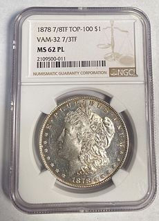 Morgan Silver Dollar 1878 P NGC MS-62 PL  VAM-32 7/3TF