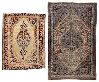 2 Small Antique Lavar and Senneh Rugs