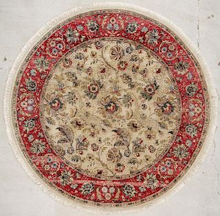 Hand-Knotted Indian Round Rug: 6' dia.