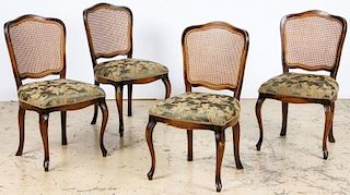 4 French Louis XV Style Caned Back Side Chairs