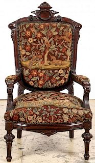 Aesthetic Victorian Needlepoint Throne Chair