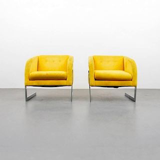Pair of Chairs Attributed to Milo Baughman