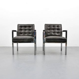 Milo Baughman Leather Arm Chairs