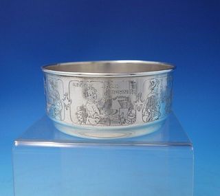 William Kerr Sterling Silver Child's Bowl Nursery Rhyme Characters #1399 