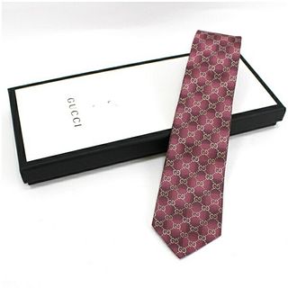 Gucci Silk Blend Necktie Pink Purple GG Pattern GUCCI Men's Bee Mark