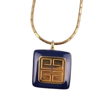 Givenchy GIVENCHY necklace metal glass ladies gold/navy
