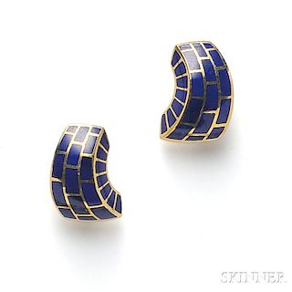 18kt Gold and Lapis Earclips, Angela Cummings