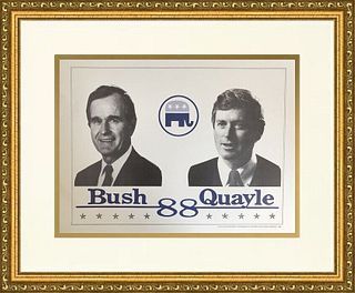 George H.W. Bush  Bush Quayle 1988 Campaign Poster Framed Repro