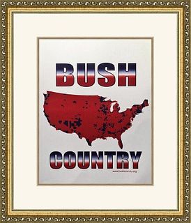 Bush Country Poster   2004 Campaign Poster Custom Framed -Reproduction