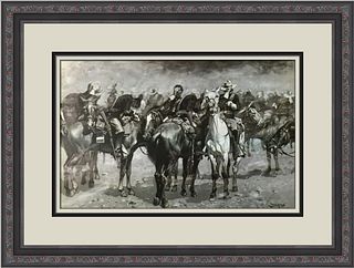 Frederic Remington Cavalry in a Arizona Sandstorm Custom Framed Print
