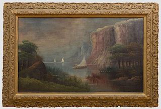 AMERICAN SCHOOL: VIEW ON THE HUDSON RIVER AT THE PALISADES