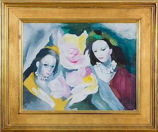 ATTRIBUTED TO MARIE LAURENCIN (1883-1956): TWO WOMEN