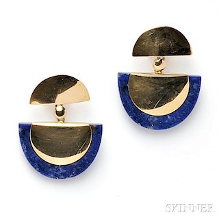 18kt Gold and Lapis Earpendants