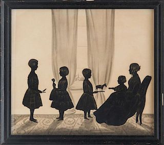 SAMUEL METFORD (1810-1896): SILHOUETTE FAMILY CONVERSATION GROUP AND ANOTHER GROUP