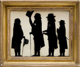 CHARLES ROSENBERG: SILHOUETTE CONVERSATION GROUP; GEORGE III SALUTING LORD CHESLEGH, SIR WILLIAM GORDON AND GENERAL GOLDSWORTHY AND ATTRIBUTED TO ISAA