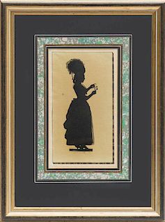 JOSEPH ADOLF SCHMETTERLING: FULL-LENGTH SILHOUETTE OF A LADY HOLDING A ROSE AND FOUR BUST PORTRAITS