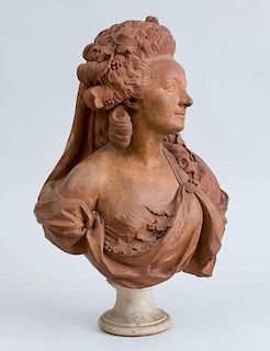 ATTRIBUTED TO ALBERT-ERNEST CARRIER-BELLEUSE (1824-1887): BUST OF AN 18TH CENTURY LADY